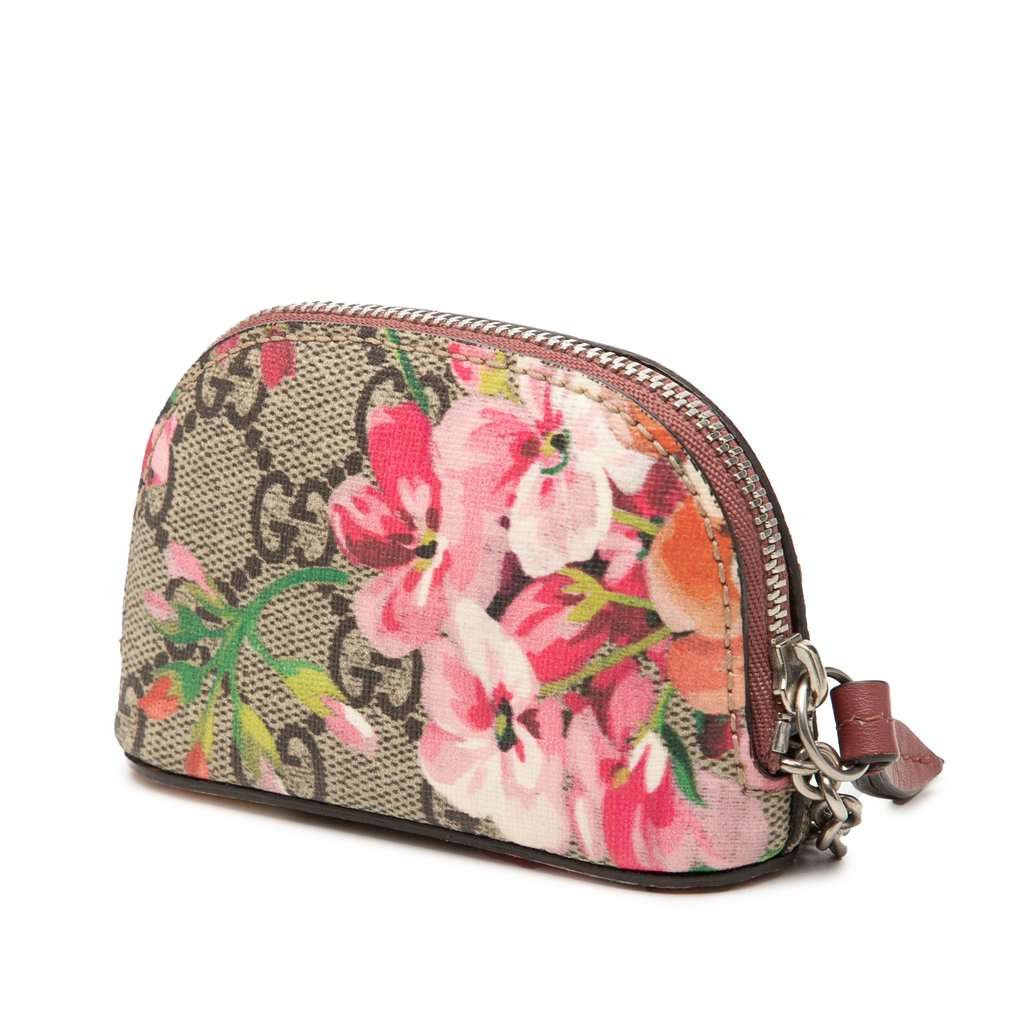 Gucci GG Supreme Blooms Chain Coin Pouch Beige Very good condition - Back View