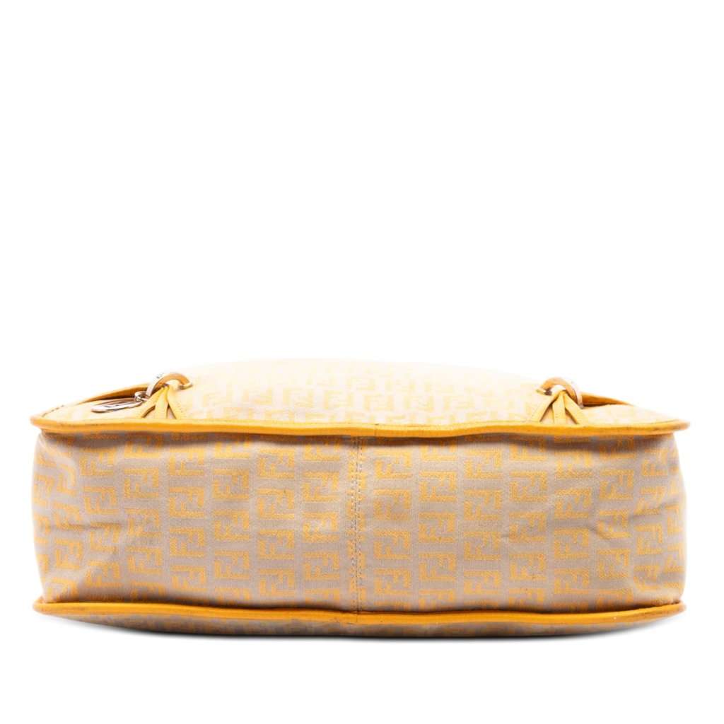 Fendi Zucchino Canvas F Charm Crossbody Beige Very good condition - Inside View