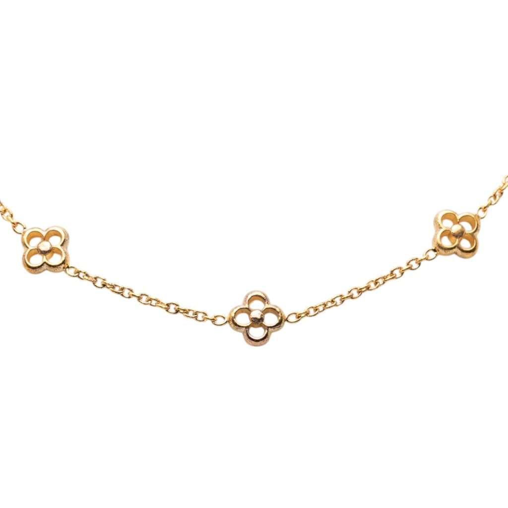 Louis Vuitton Gold Plated Flower Full Necklace Gold Metal Very good - Inside View