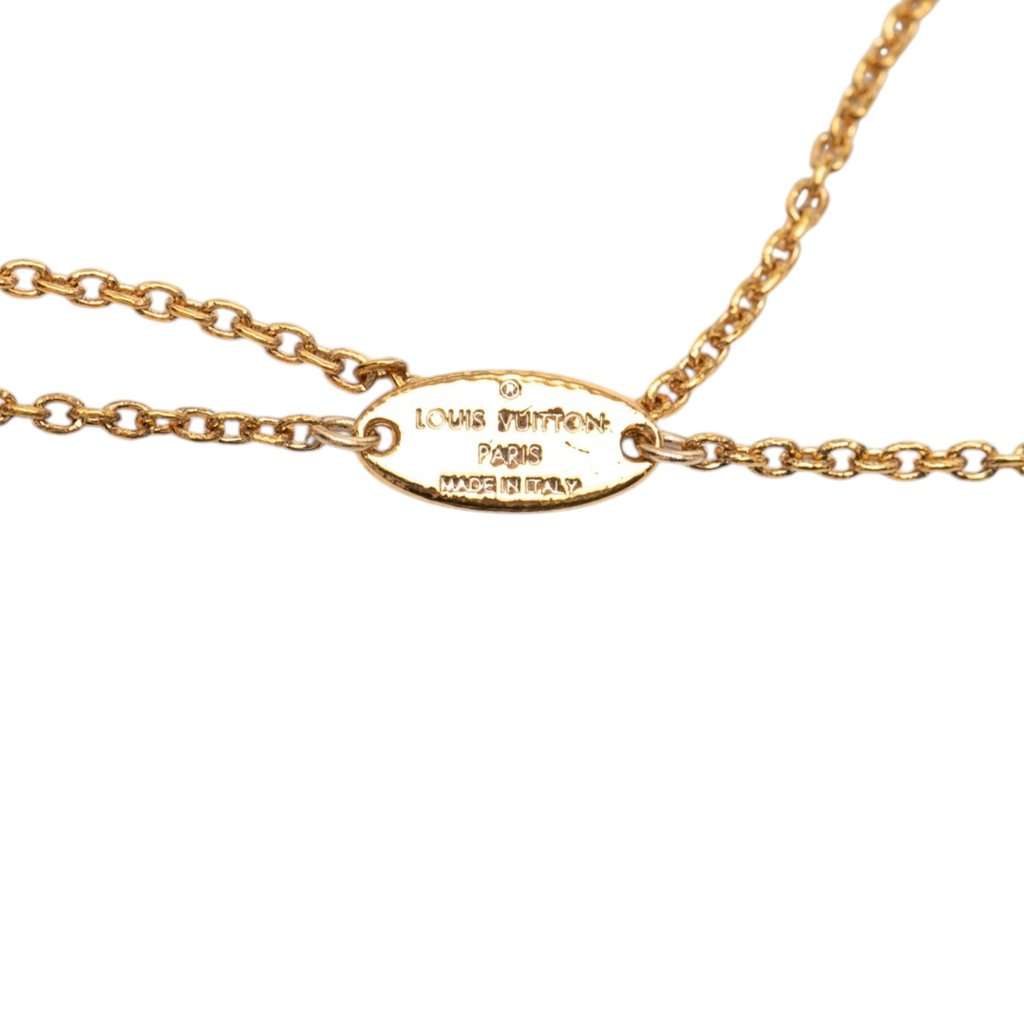 Louis Vuitton Gold Plated Flower Full Necklace Gold Metal Very good - Box View