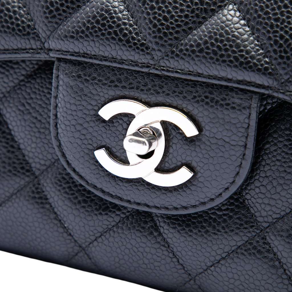 Chanel Jumbo Classic Caviar Single Flap Black Leather Very good - Box View