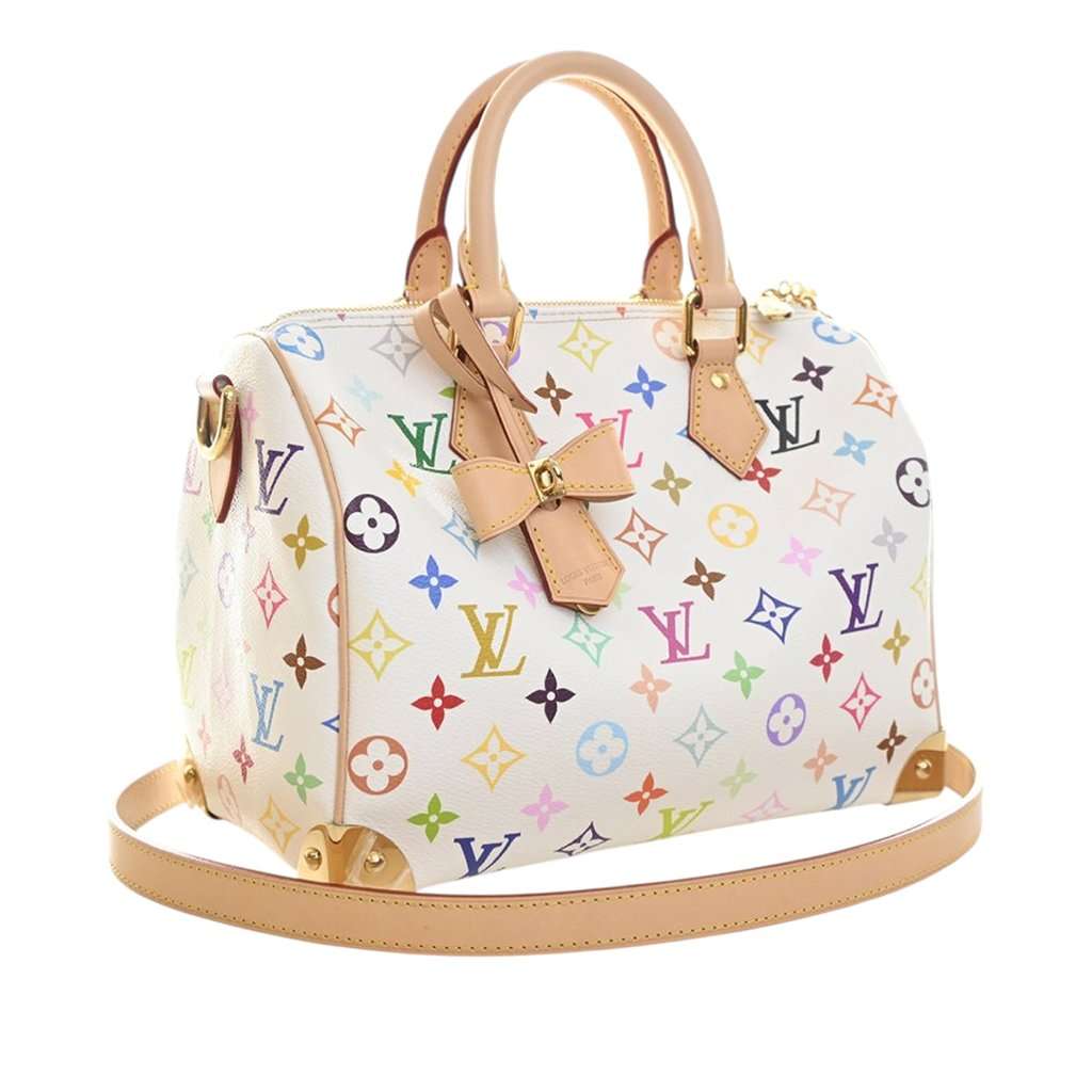 Louis Vuitton Takashi Murakami Monogram Multicolore Speedy Bandouliere 25 White Very good condition - Back View