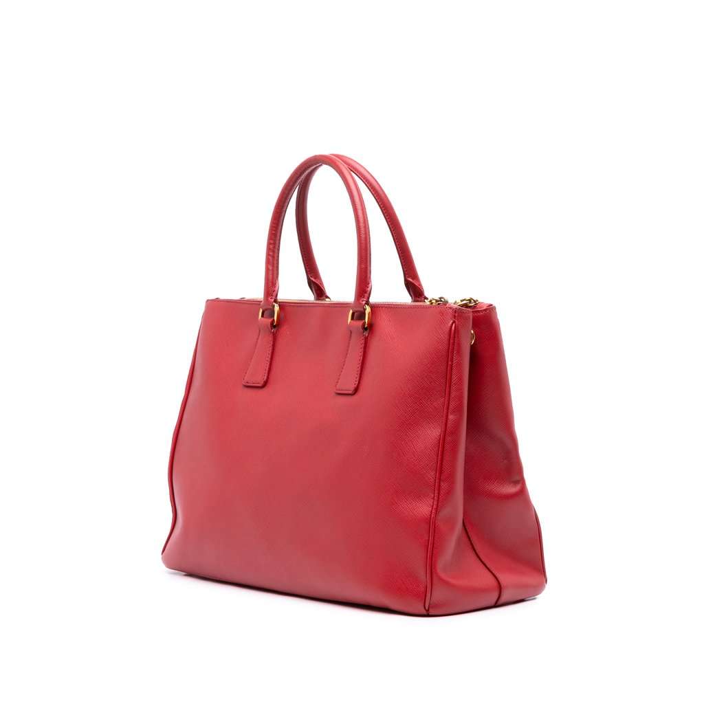 Prada Large Saffiano Lux Galleria Double Zip Satchel Red Leather Very good - Back View