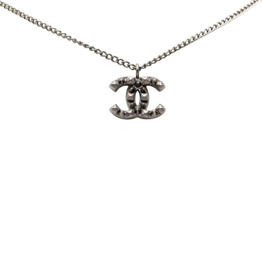 Chanel CC Plated Brass Spike Pendant Necklace Other Metal Very good condition - Back View