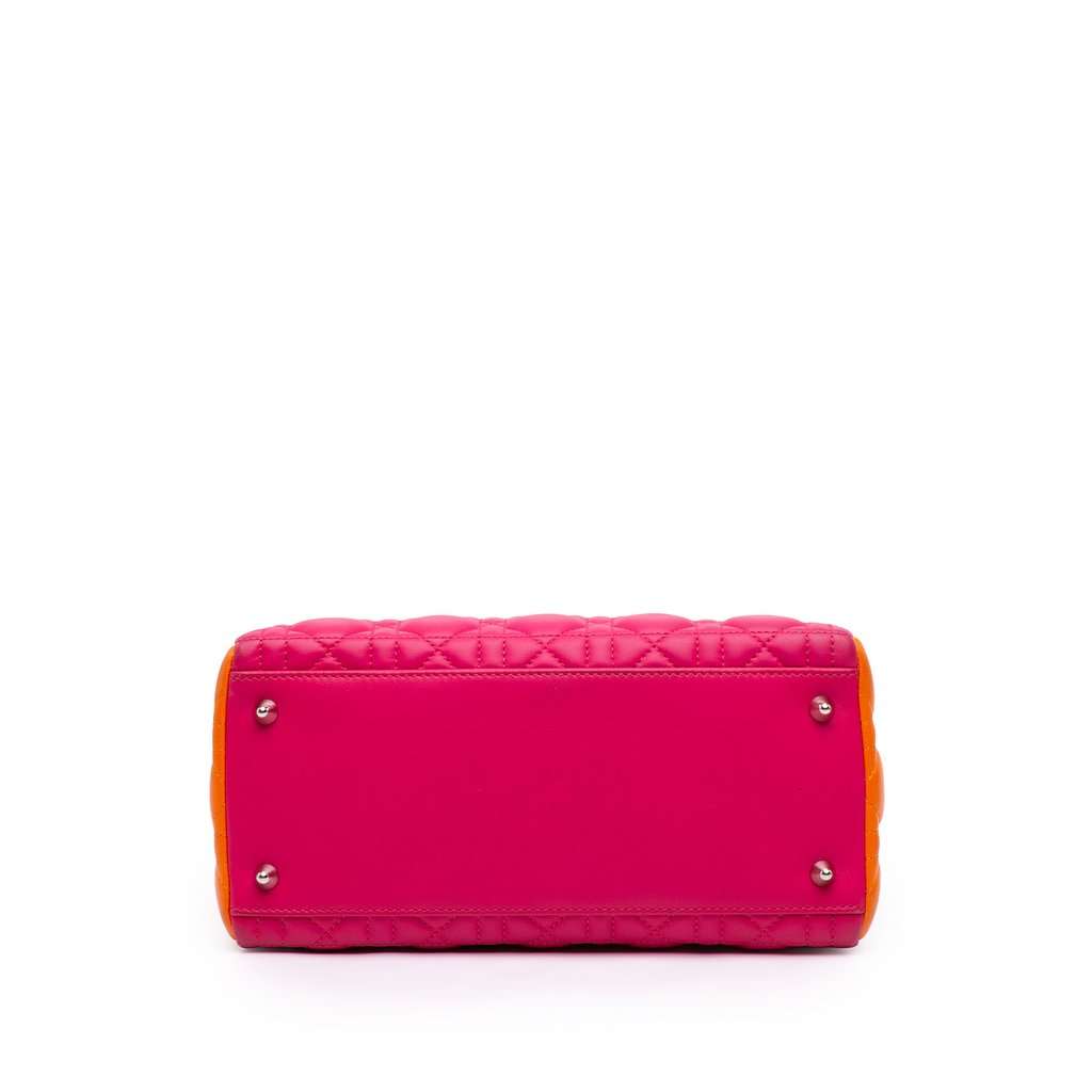 Dior Medium Tricolor Lambskin Cannage Lady Dior Pink Leather Very good - Inside View