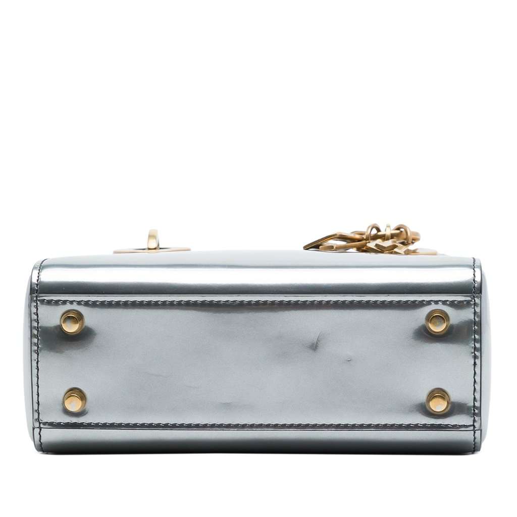 Dior Mini Metallic Patent Lady Dior Silver Leather Very good condition - Inside View