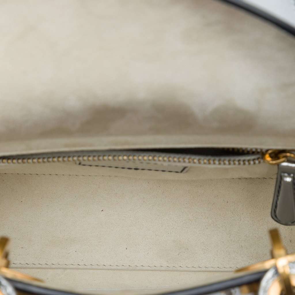 Dior Mini Metallic Patent Lady Dior Silver Leather Very good condition - Model View