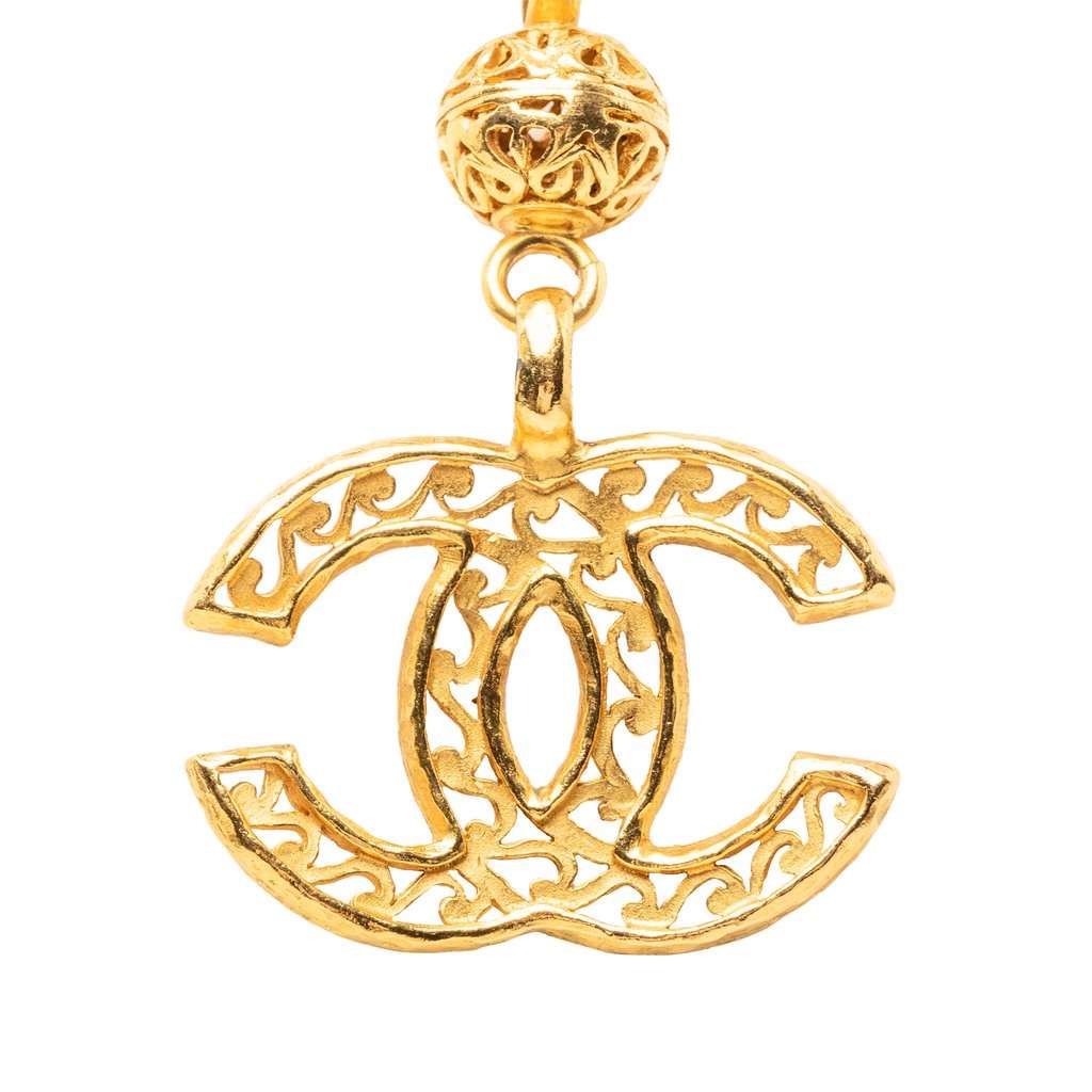 Chanel Gold Plated CC Filigree Ball Pendant Necklace Gold Metal Very good condition - Inside View