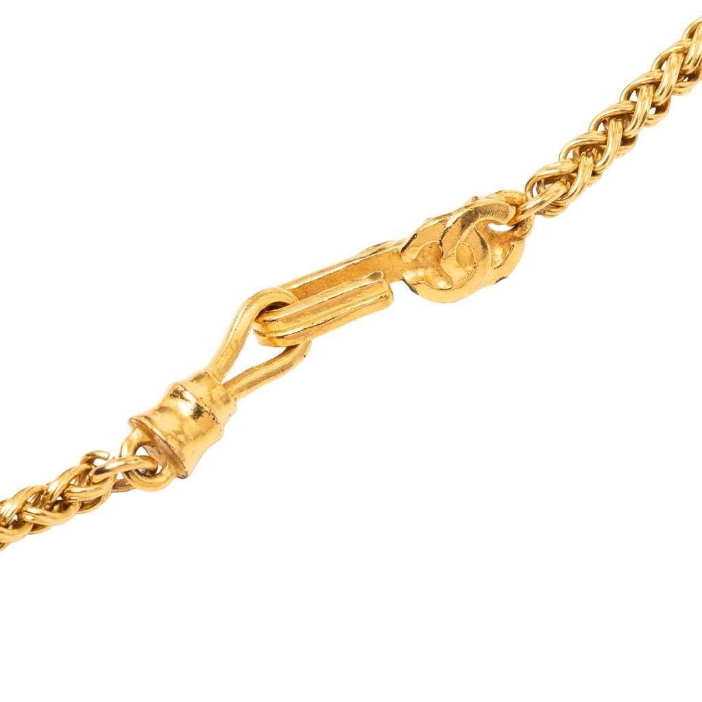 Chanel Gold Plated CC Filigree Ball Pendant Necklace Gold Metal Very good condition - Box View