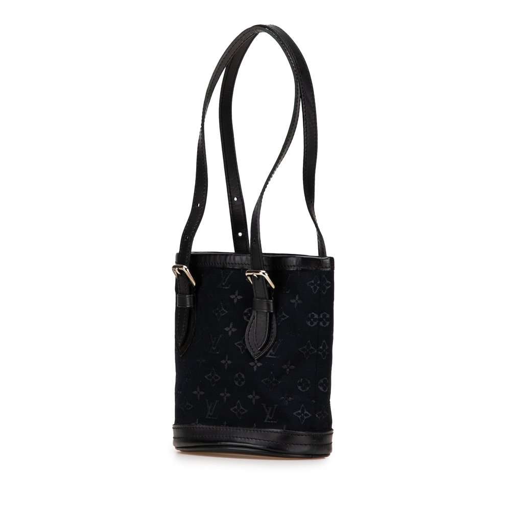 Louis Vuitton Monogram Mini Satin Bucket Black Very good - Back View