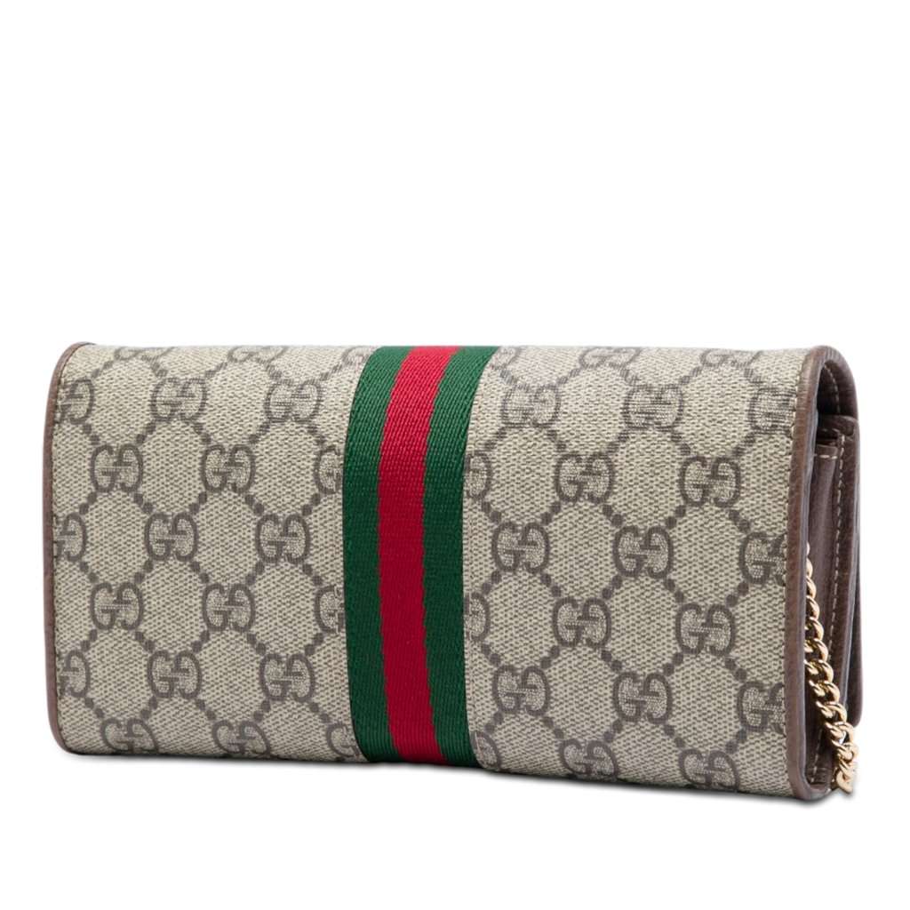 Gucci GG Supreme Web Ophidia Wallet on Chain Beige Very good condition - Back View