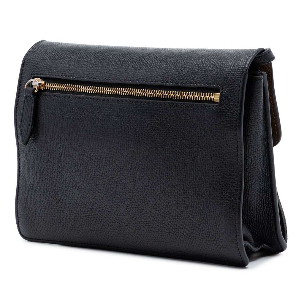 Burberry Small Leather and House Check Canvas Derby Macken Crossbody Black Leather Very good - Back View
