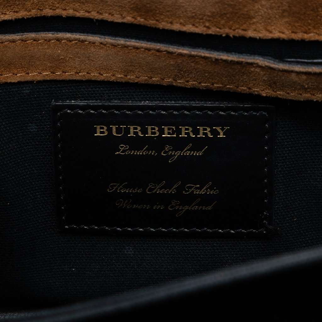 Burberry Small Leather and House Check Canvas Derby Macken Crossbody Black Leather Very good - Box View