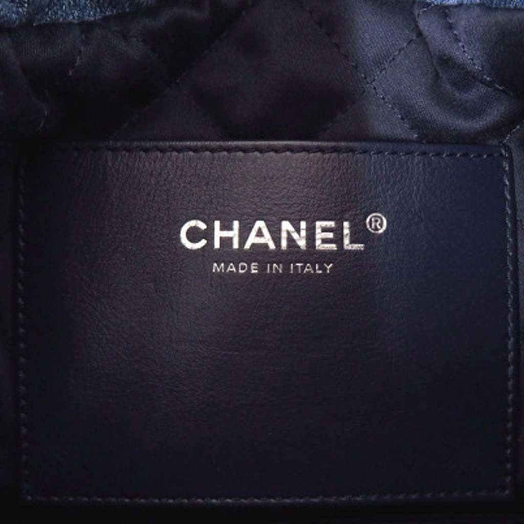 Chanel Mini Denim Stitched 22 Handbag Blue Very good condition - Box View