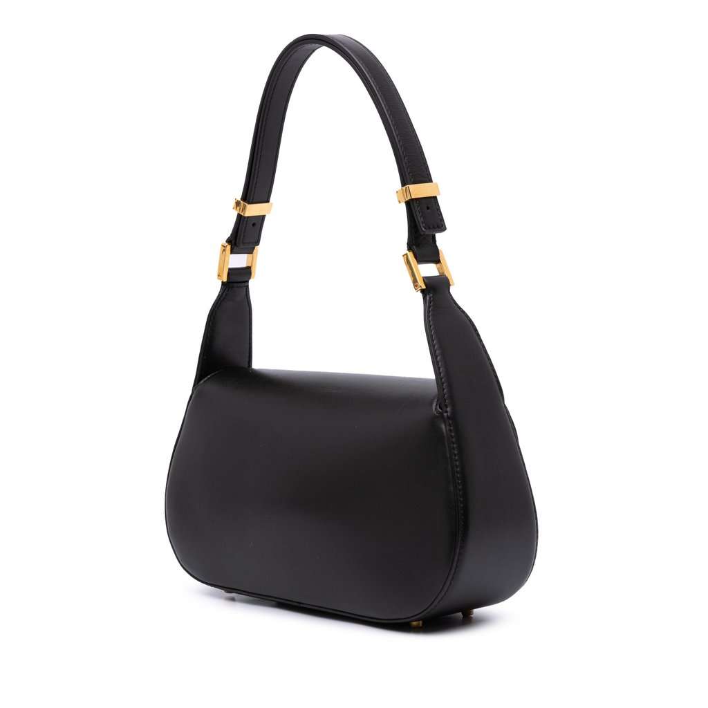Valentino Medium Leather Vlogo Chain Shoulder Bag Black Leather Very good - Back View