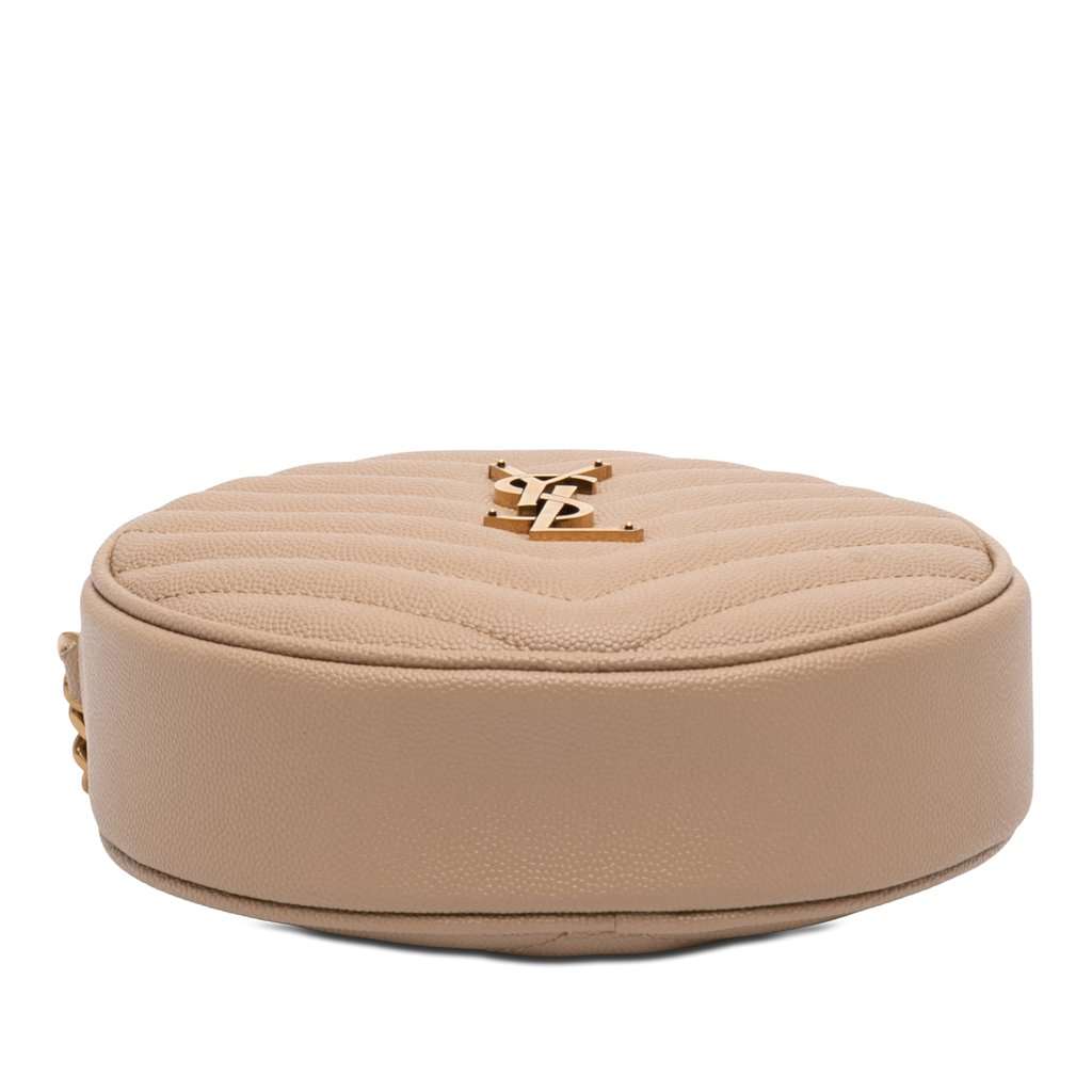 Saint Laurent Grain De Poudre Chevron Round Vinyle Camera Bag Beige Leather Very good - Inside View