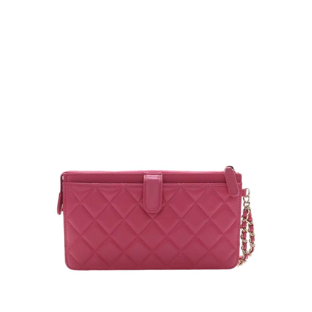 Chanel Quilted Lambskin All About Chanel Clutch On Chain Pink Leather Very good condition - Back View