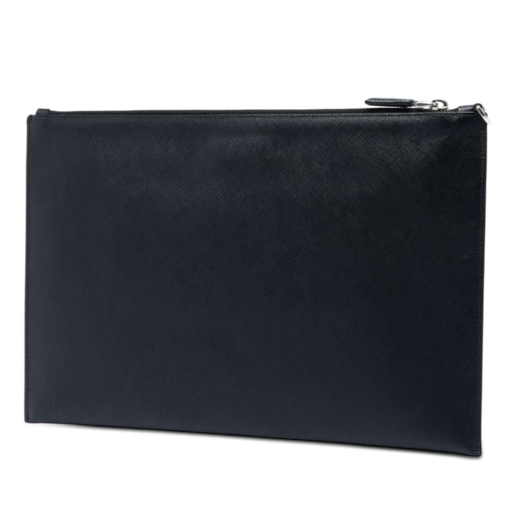 Prada Saffiano Robot Clutch Black Leather Very good condition - Back View
