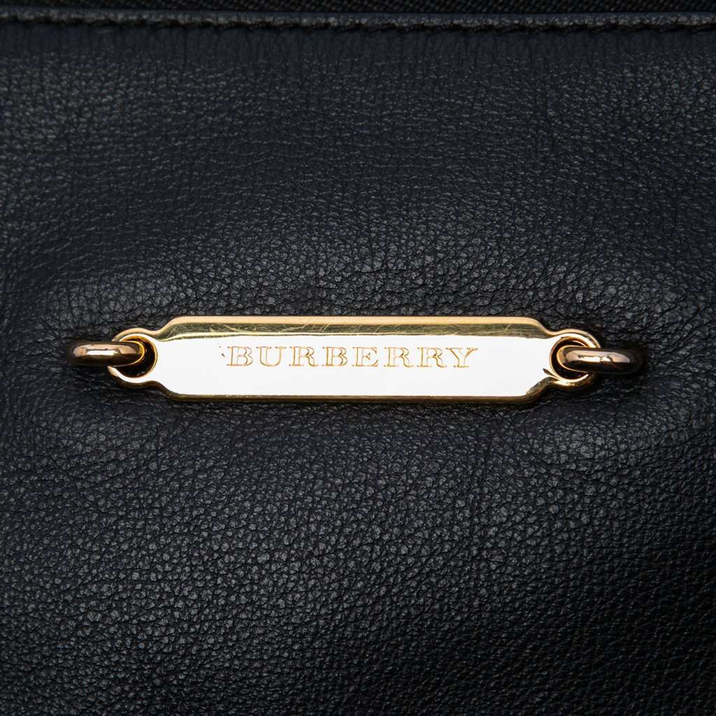 Burberry House Check Trimmed Leather Big Crush Convertible Tote Black Leather Very good - Box View