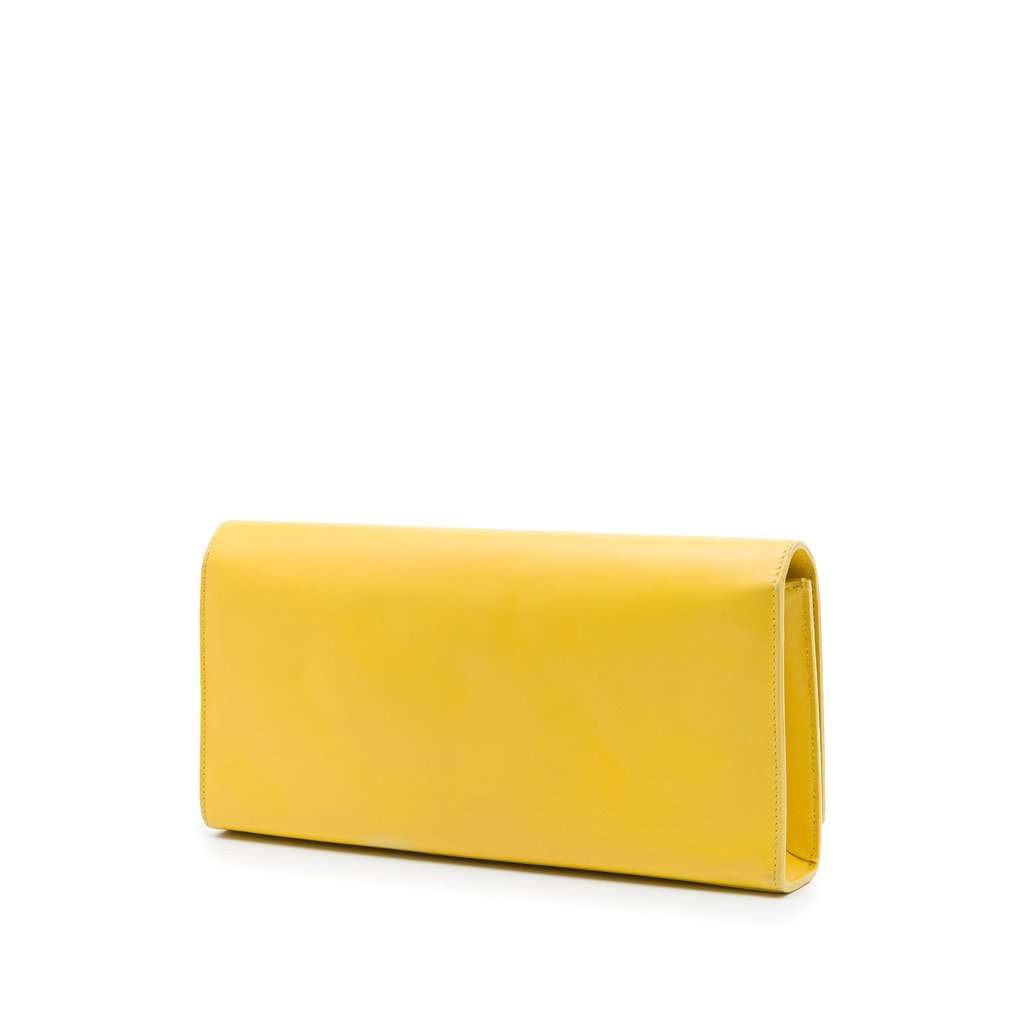 Saint Laurent Smooth Leather Cassandre Clutch Yellow Leather Very good - Back View