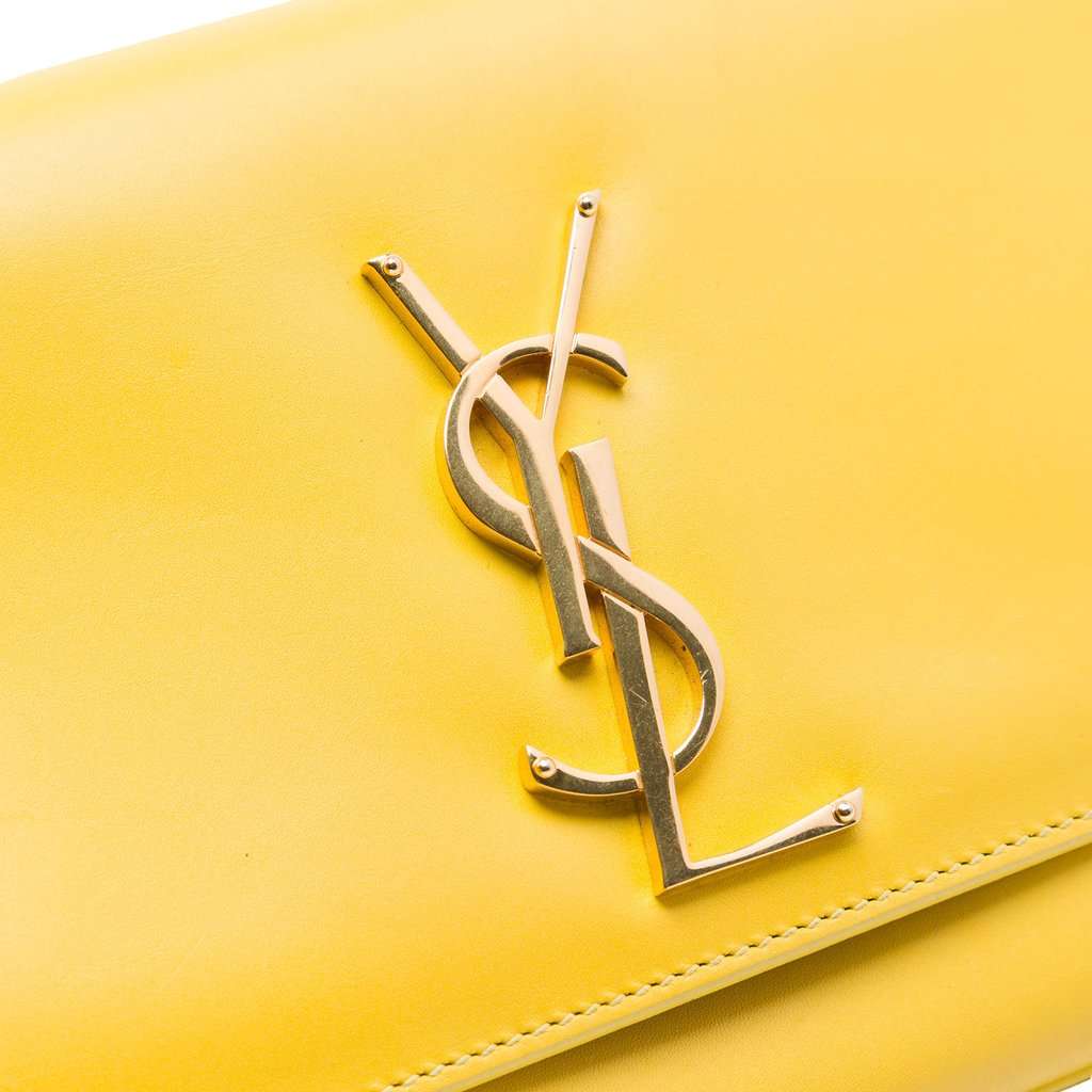 Saint Laurent Smooth Leather Cassandre Clutch Yellow Leather Very good - Box View