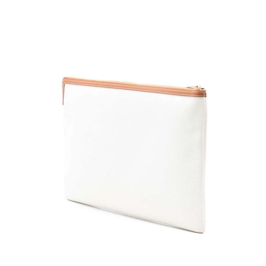 Celine Large Canvas Logo Clutch White Very good condition - Back View