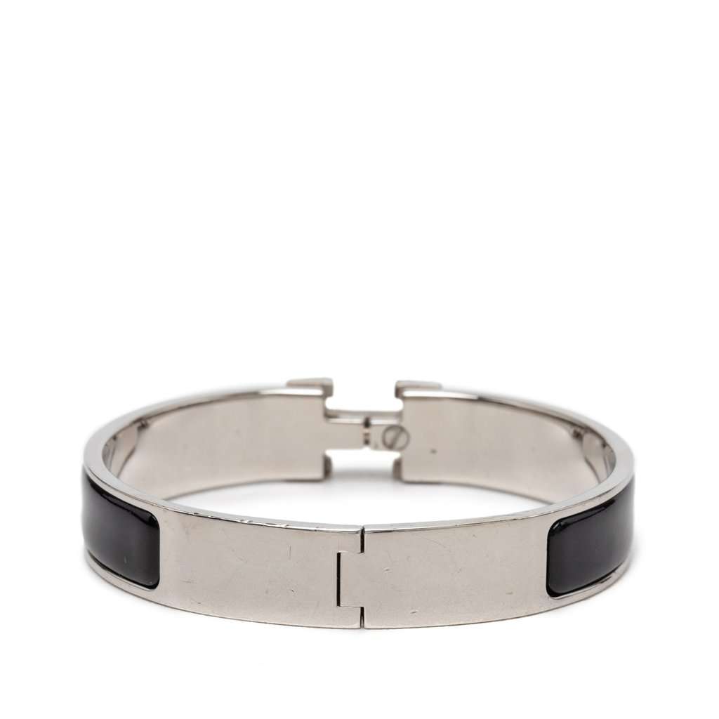 Hermès Narrow Enamel Clic H Bracelet PM Silver Metal Very good condition - Inside View