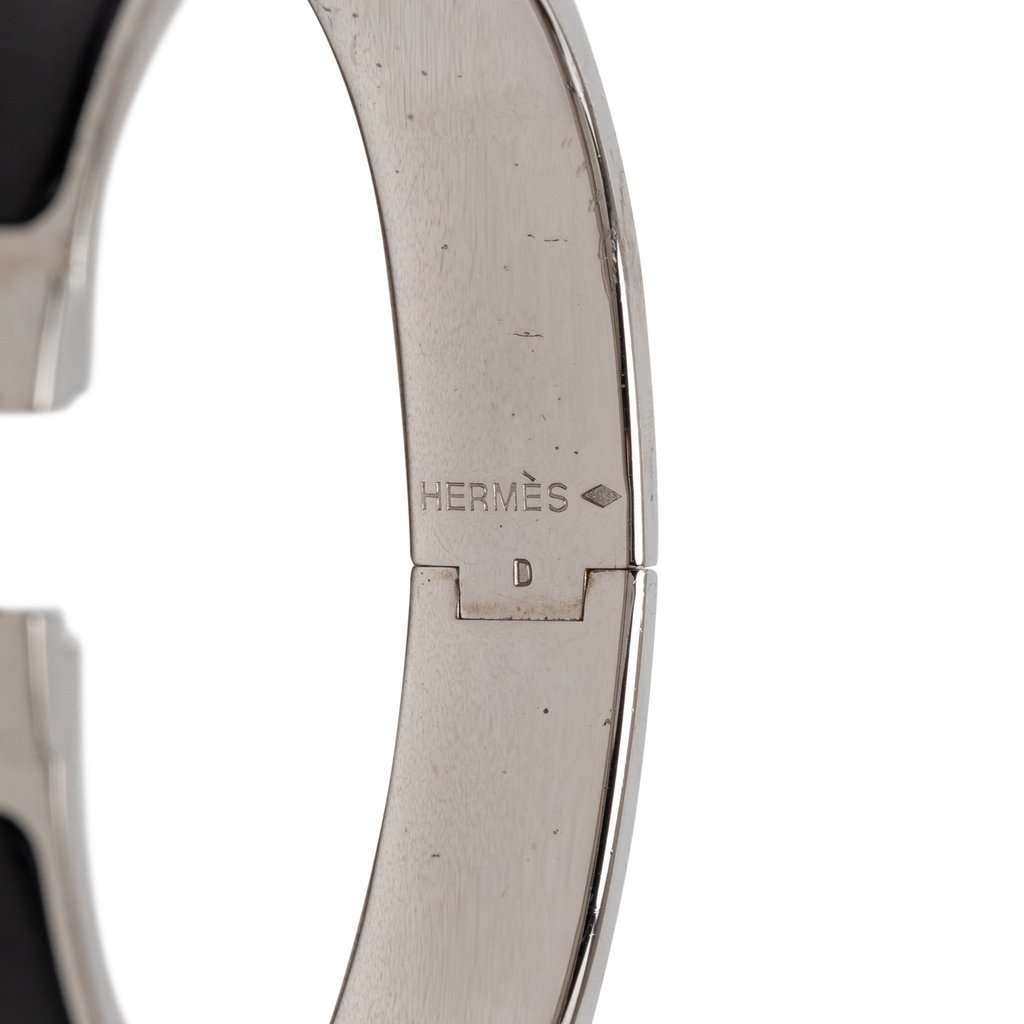Hermès Narrow Enamel Clic H Bracelet PM Silver Metal Very good condition - Model View