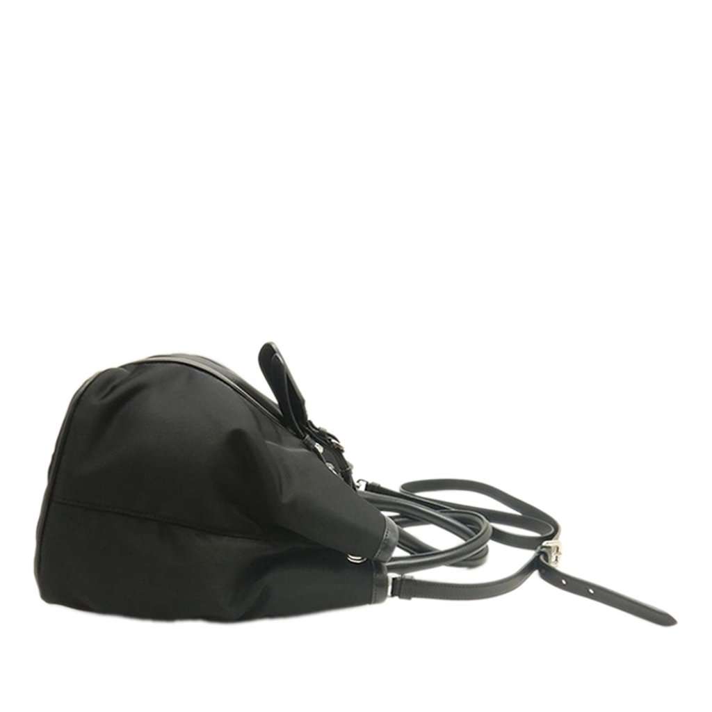 Prada Soft Calf Trimmed Tessuto Satchel Black Very good condition - Back View