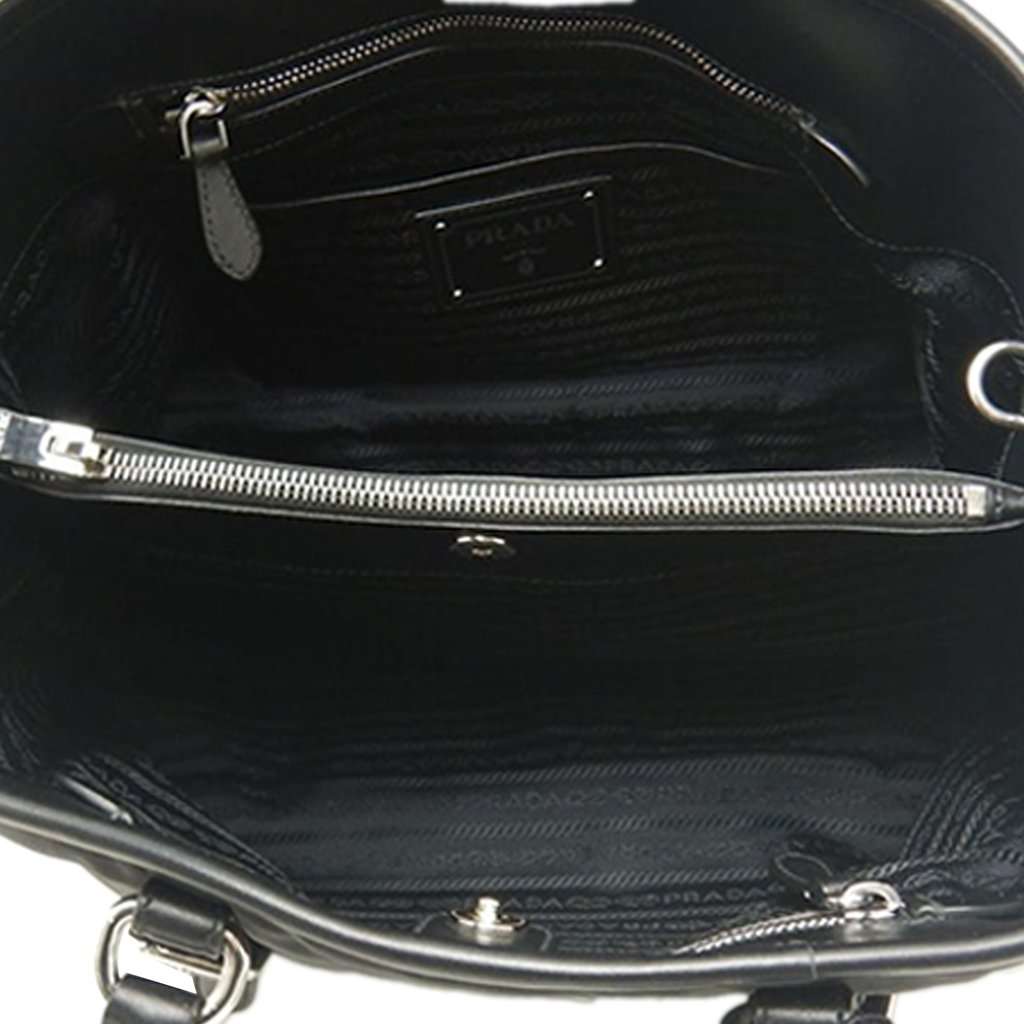 Prada Soft Calf Trimmed Tessuto Satchel Black Very good condition - Box View