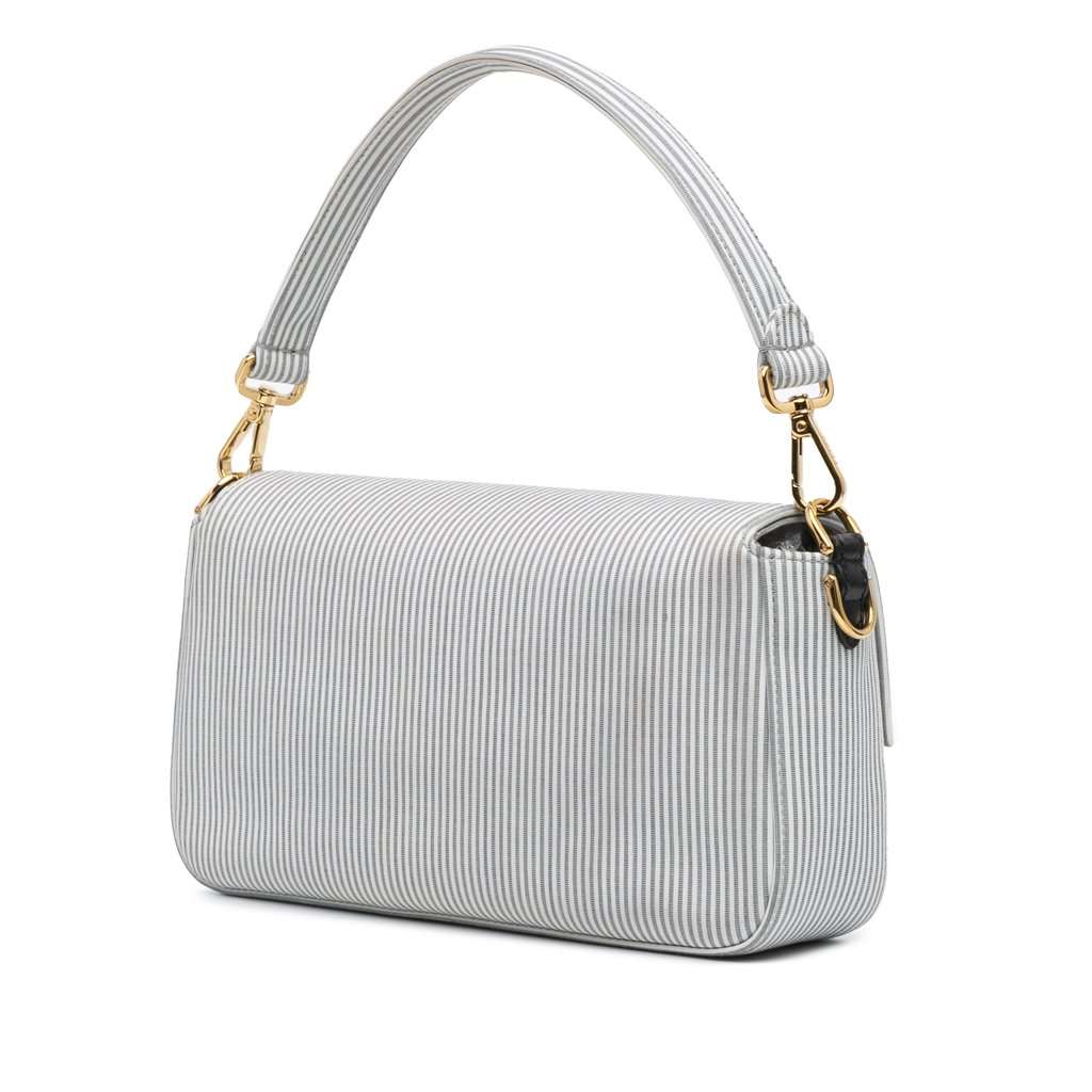 Fendi Striped Jersey Baguette Satchel White Very good condition - Back View