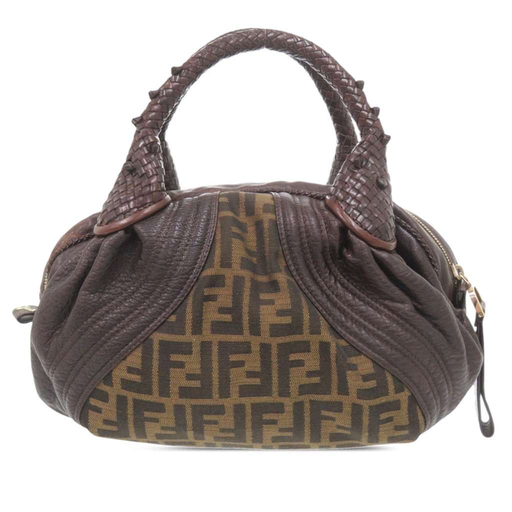 Fendi Mini Zucca Canvas and Leather Spy Handbag Brown Very good condition - Front View
