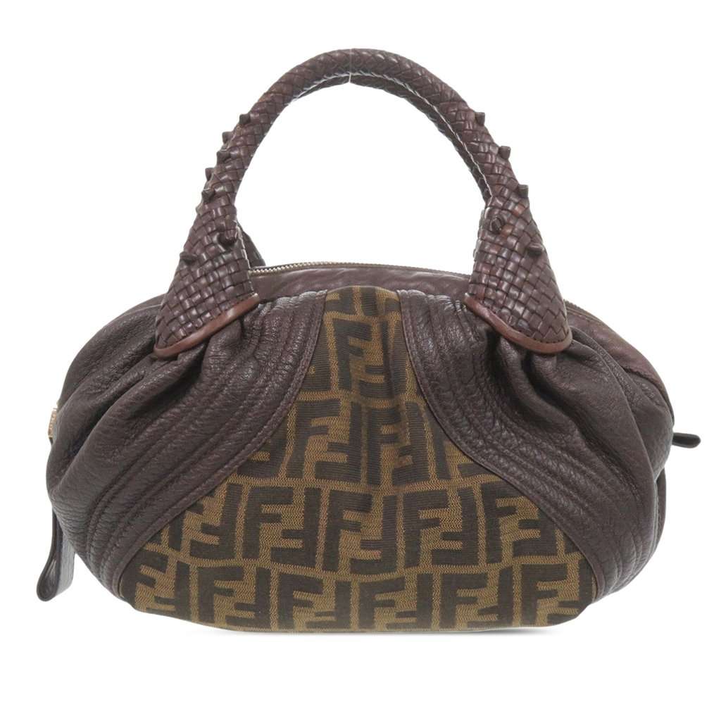 Fendi Mini Zucca Canvas and Leather Spy Handbag Brown Very good condition - Back View