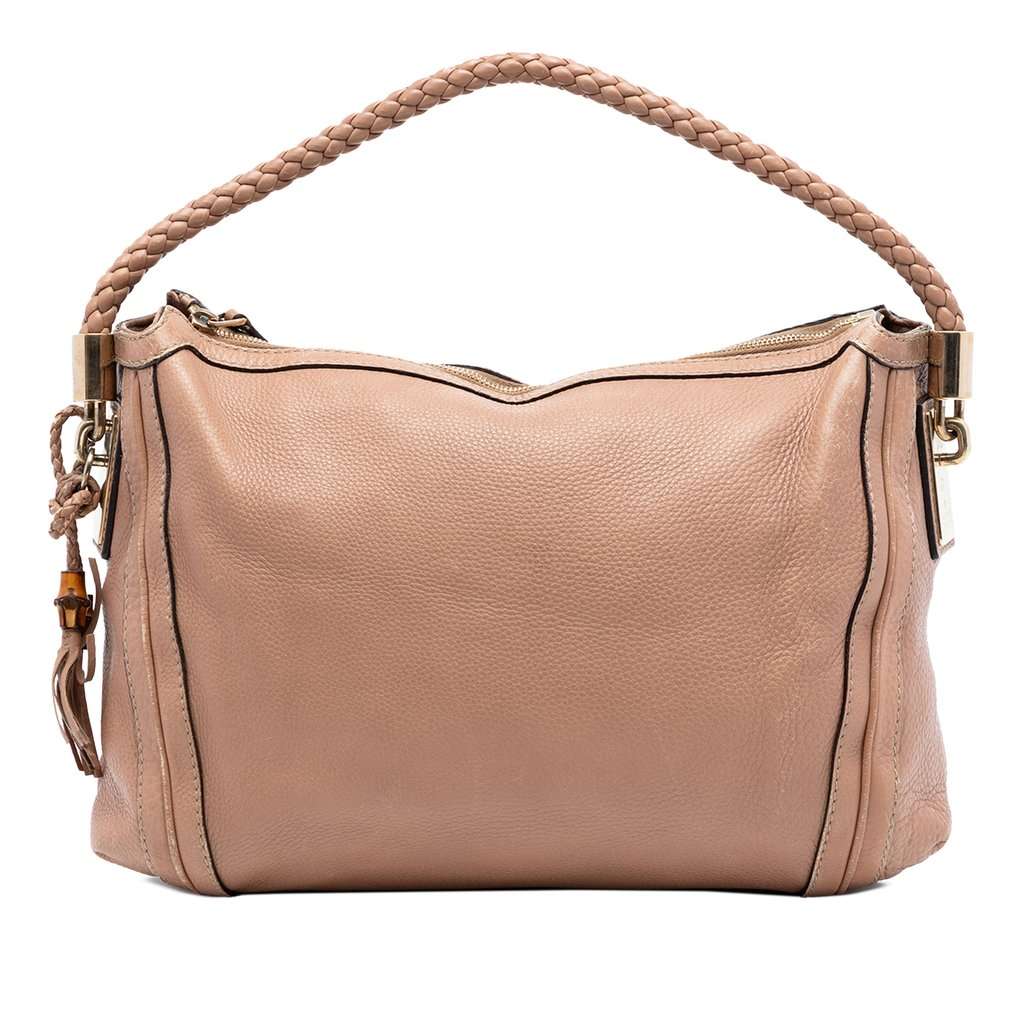 Gucci Medium Pebbled Calfskin Bella Shoulder Bag Brown Leather Very good condition - Front View