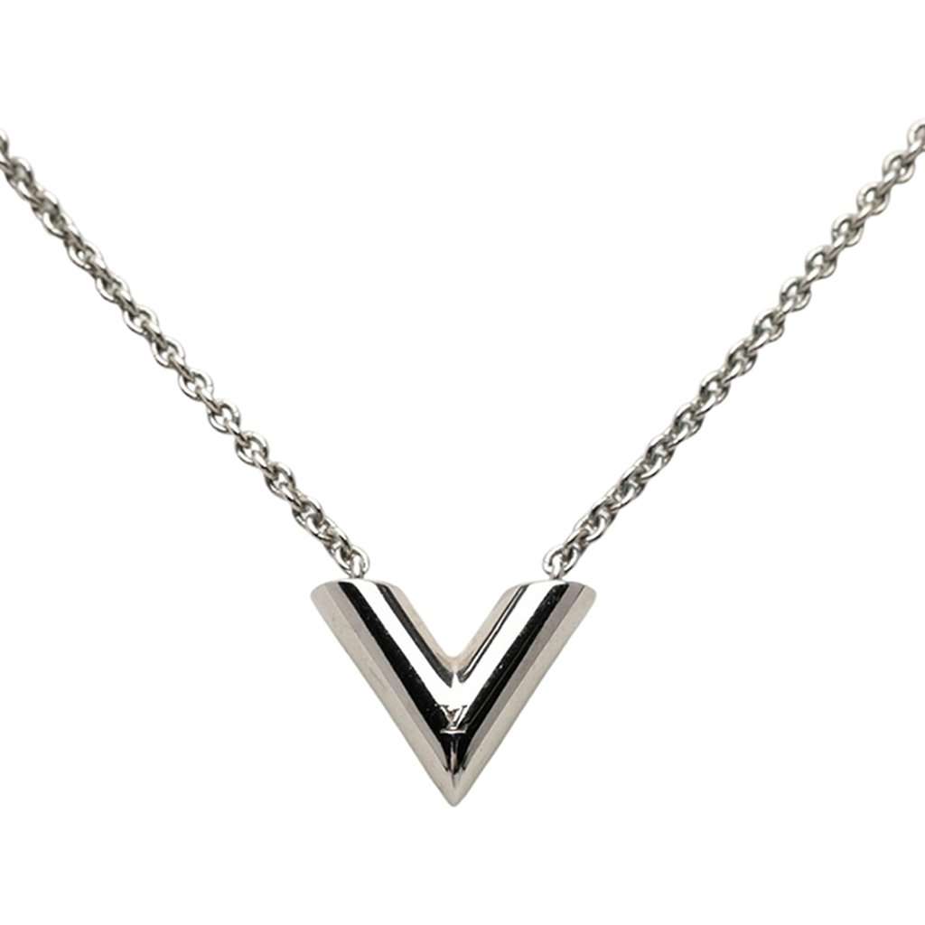 Louis Vuitton Brass Essential V Supple Necklace Silver Metal Very good condition - Inside View