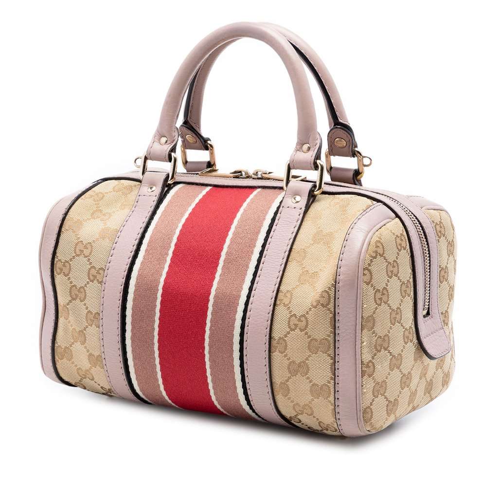 Gucci Small GG Canvas Web Joy Boston Bag Beige Very good condition - Back View