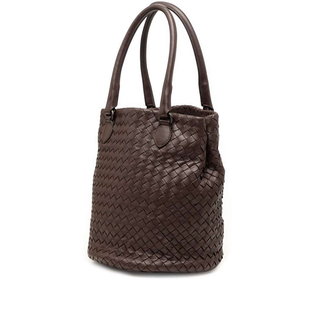 Bottega Veneta Nappa Intrecciato Bucket Bag Brown Leather Very good condition - Back View