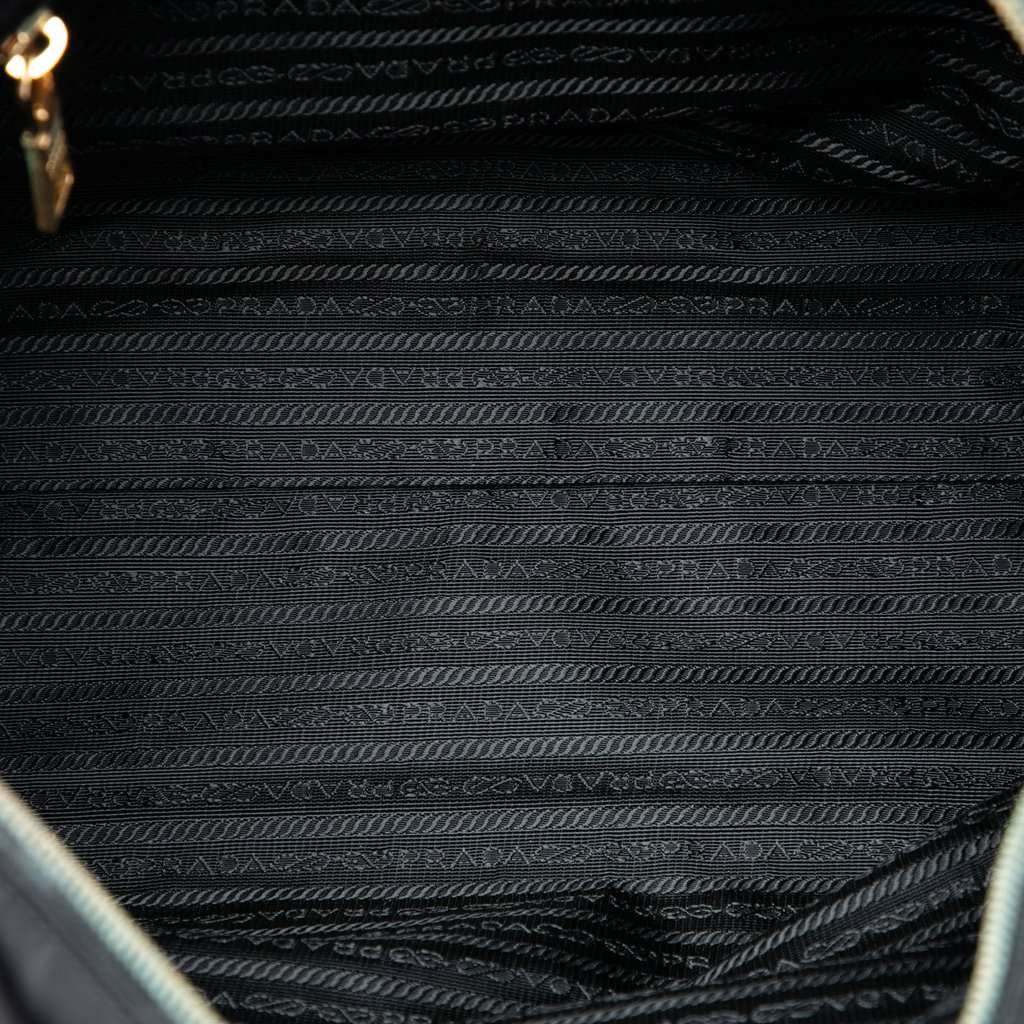 Prada Saffiano Trimmed Tessuto Satchel Black Very good - Model View