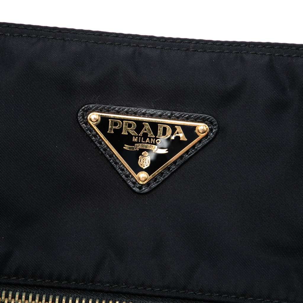 Prada Saffiano Trimmed Tessuto Satchel Black Very good - Box View