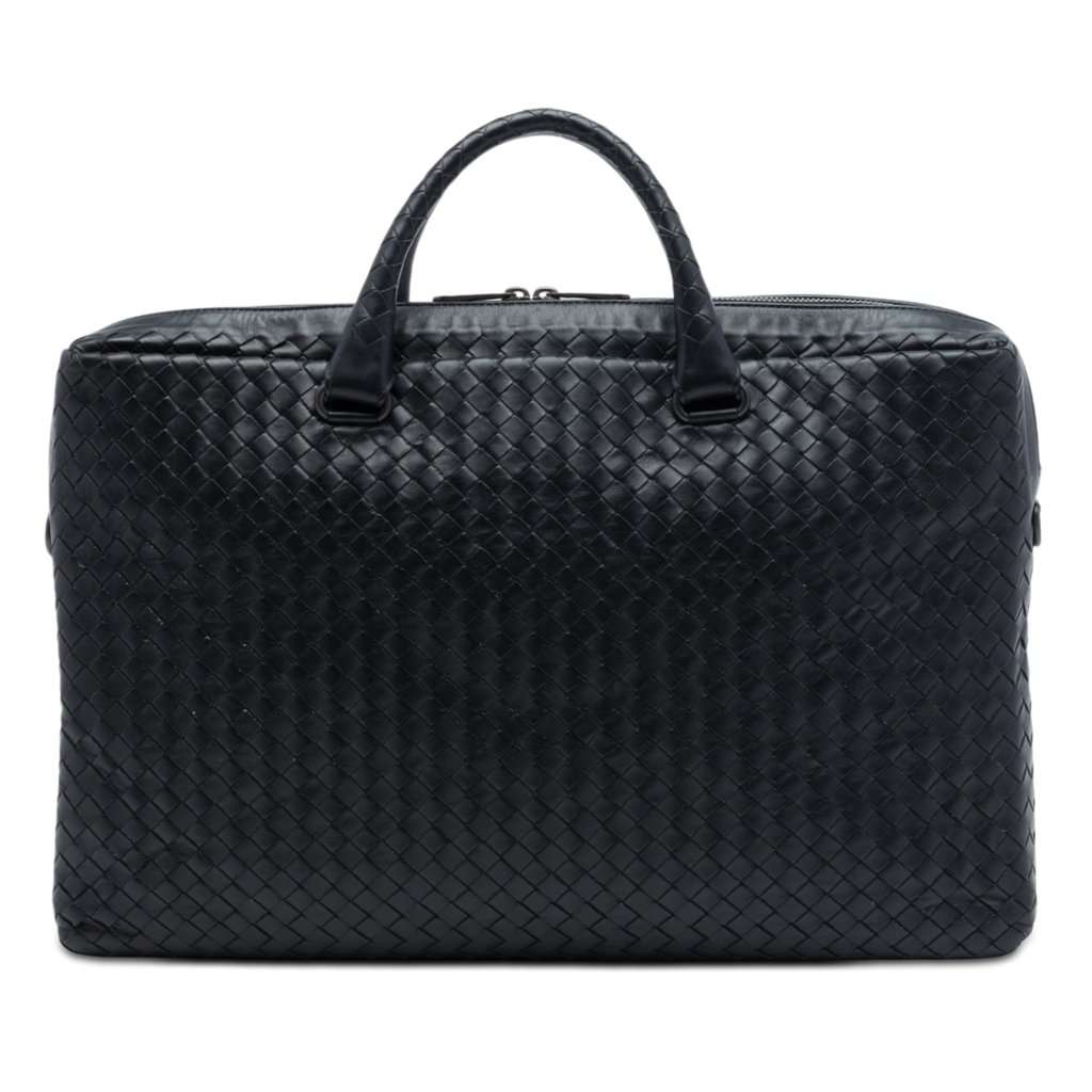 Bottega Veneta Nappa Intrecciato Business Bag Black Leather Very good - Front View