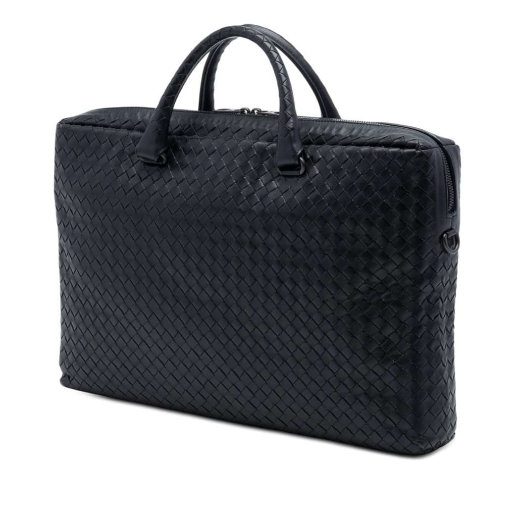 Bottega Veneta Nappa Intrecciato Business Bag Black Leather Very good - Back View