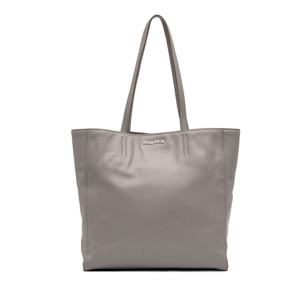 Miu Miu Vitello Soft Calf Tote Grey Leather Very good condition - Front View