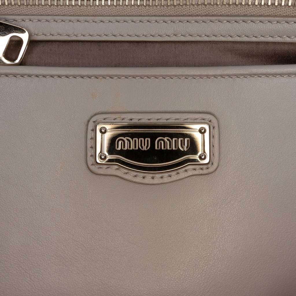 Miu Miu Vitello Soft Calf Tote Grey Leather Very good condition - Box View