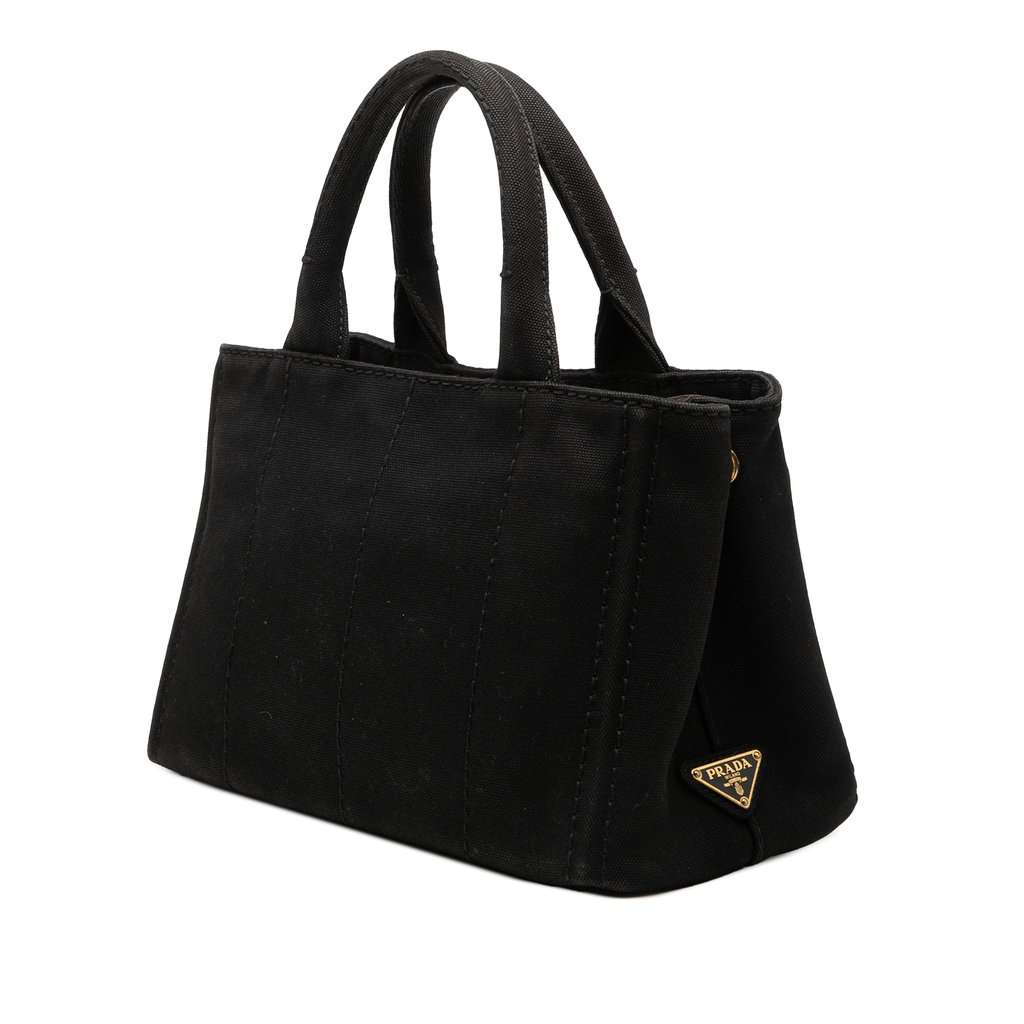 Prada Small Canvas Canapa Logo Satchel Black Very good condition - Back View
