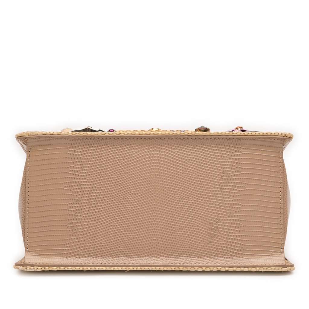 Dolce & Gabbana Floral Embroidered and Crystal Embellished Raffia Welcome Top Handle Bag Beige Very good condition - Inside View