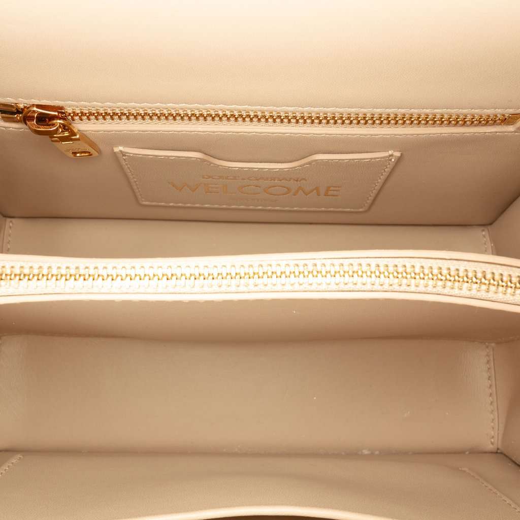 Dolce & Gabbana Floral Embroidered and Crystal Embellished Raffia Welcome Top Handle Bag Beige Very good condition - Model View