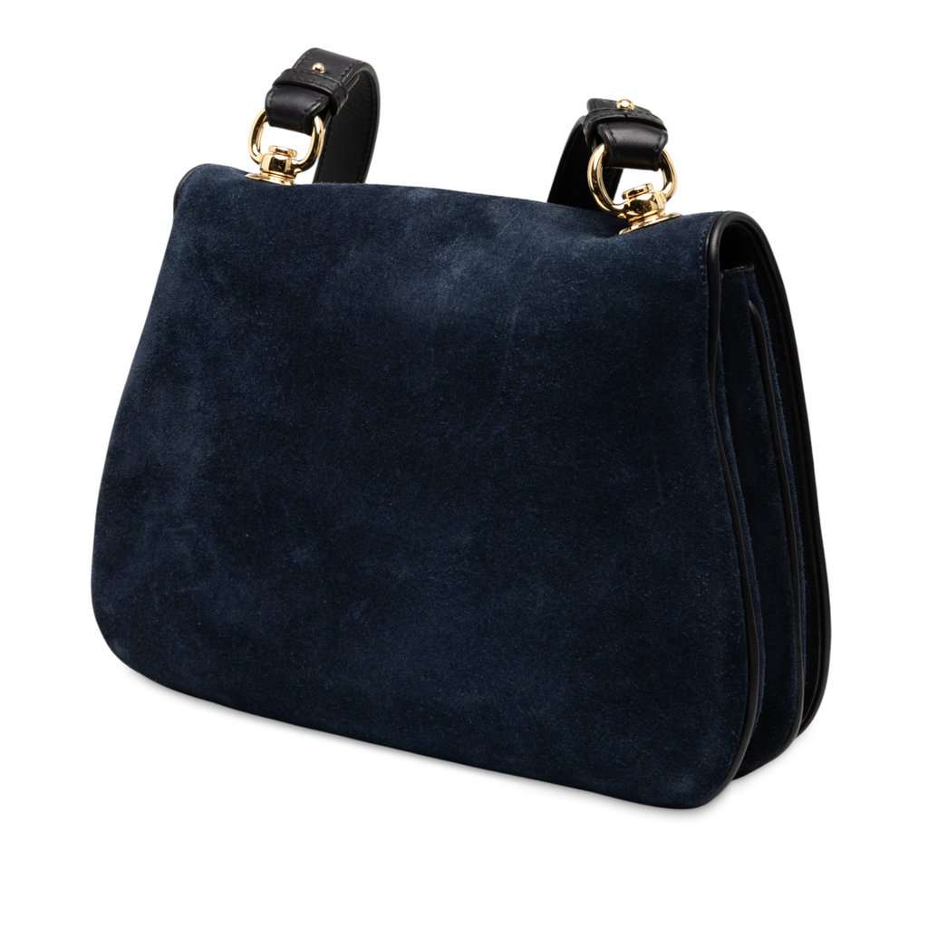 Gucci Medium Suede Blondie Crossbody Blue Leather Very good - Back View