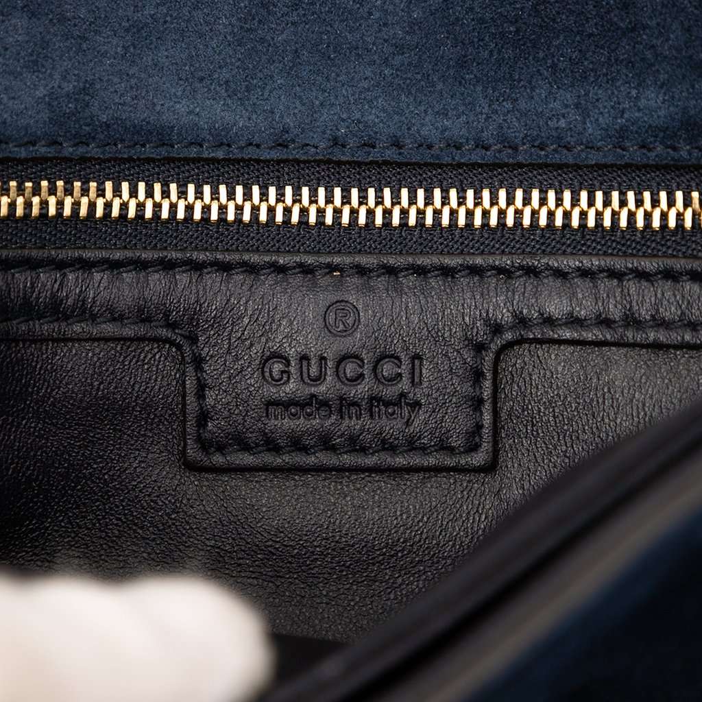 Gucci Medium Suede Blondie Crossbody Blue Leather Very good - Box View