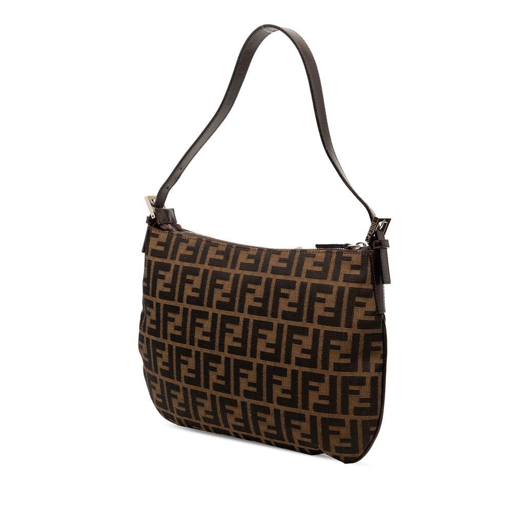 Fendi Zucca Canvas Shoulder Bag Brown Very good condition - Back View