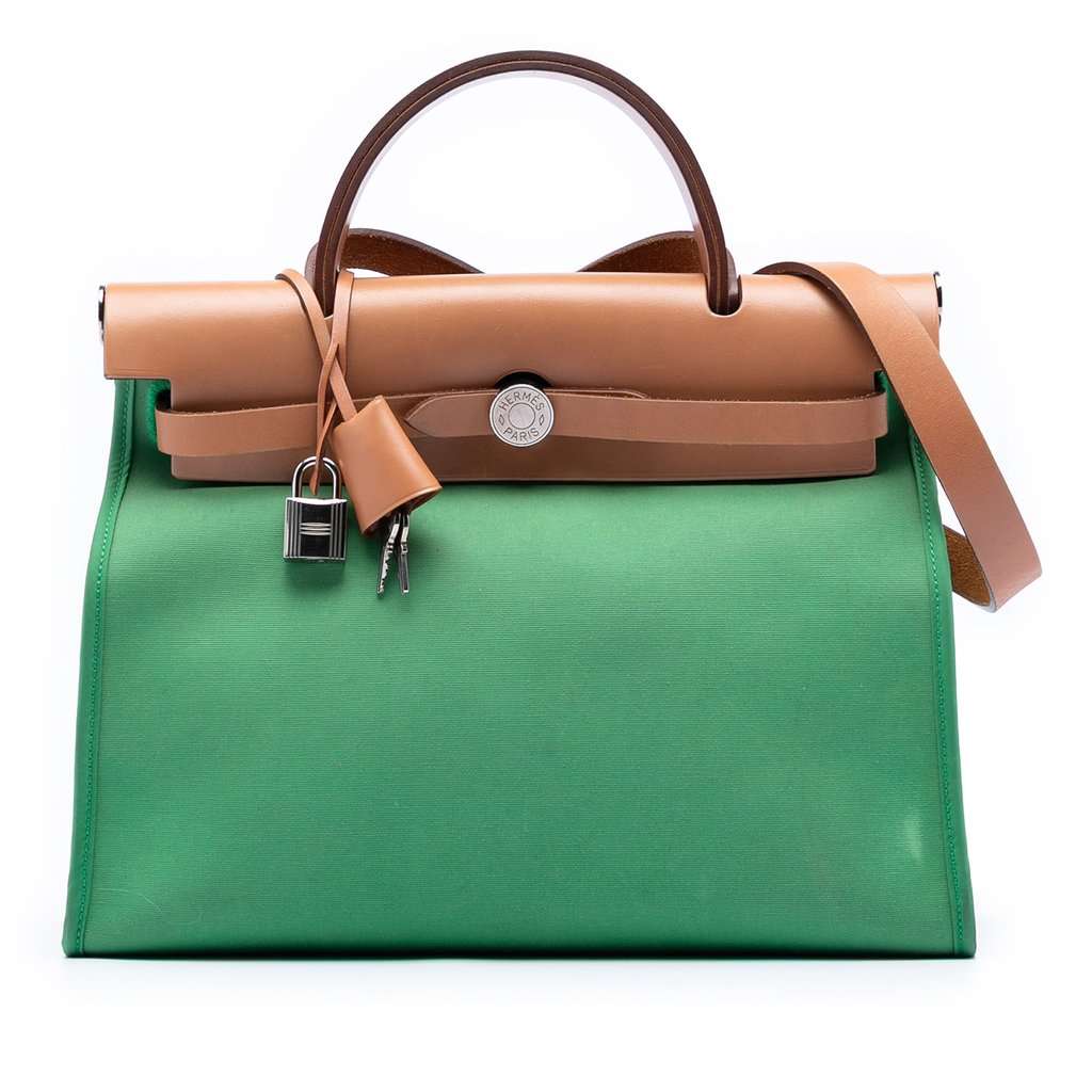 Hermès Toile Herbag Zip 31 Green Very good condition - Front View